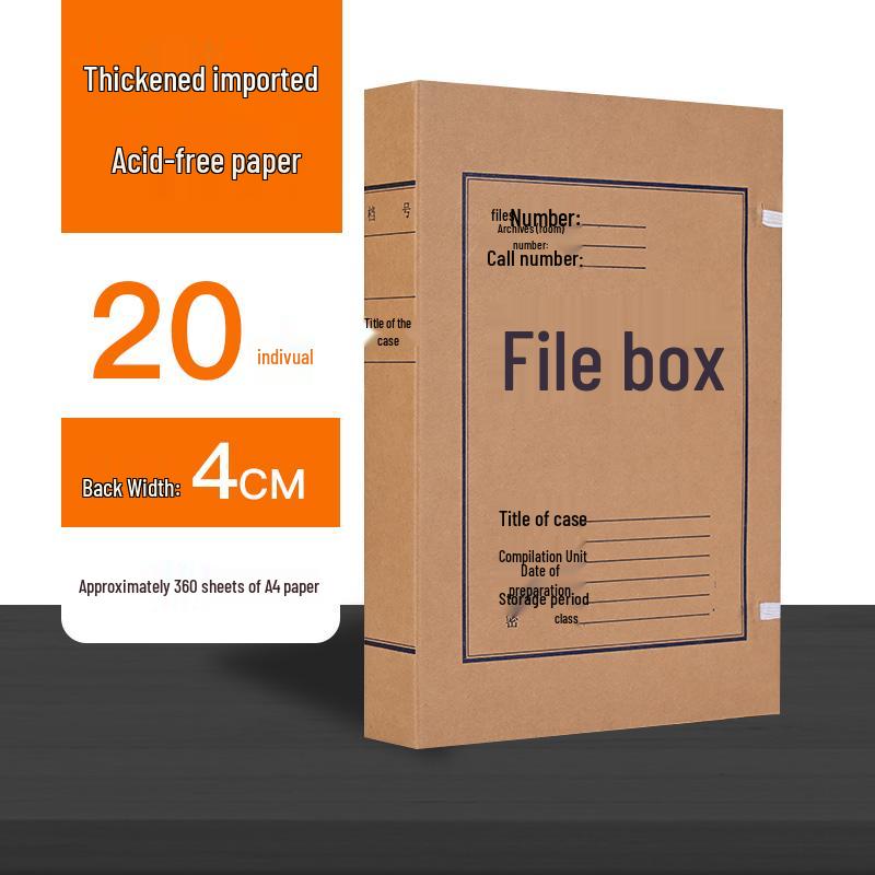 50-Pack A4 Kraft Paper Archive Boxes - Thick, Acid-Free, Large Capacity