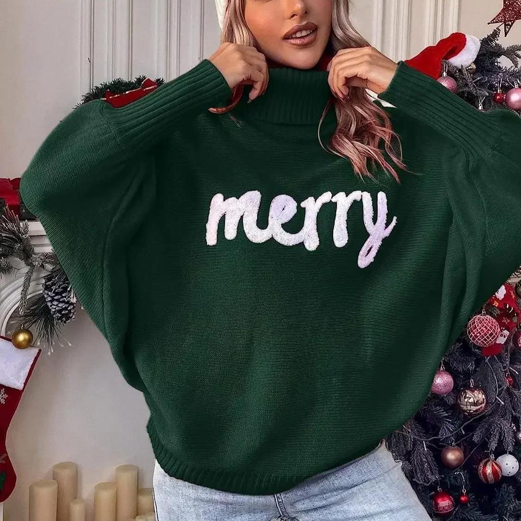Knitted Women Turtleneck Sweater Loose Pullover Female Jumper Elegant Winter Warm Spring New Year Trendy Christmas Sweater