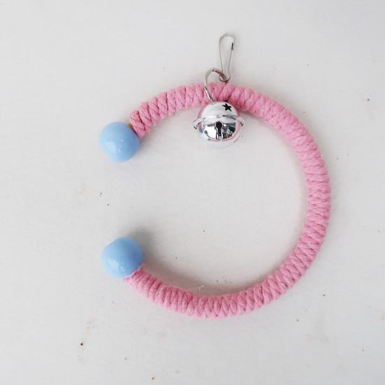 Juguete de columpio para loros con cascabel, juguetes para escalar, cuerda de algodón colorida, pájaro colgante trenzado