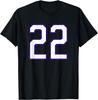 Number 22 Purple Outline White Graphic T-shirt