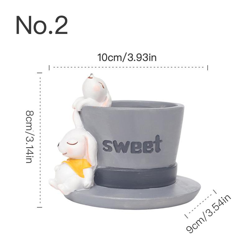 Cute Animal Resin Flower Pot Succulent Pot Planter Home Decor Desktop Ornaments Bonsai Plant Pot Garden Decoration