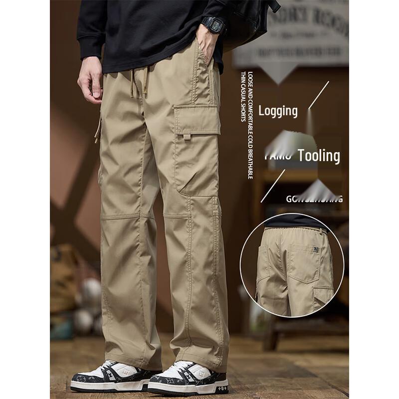 PLAYBOY Men's Autumn/Winter Straight-Leg Casual Cargo Pants