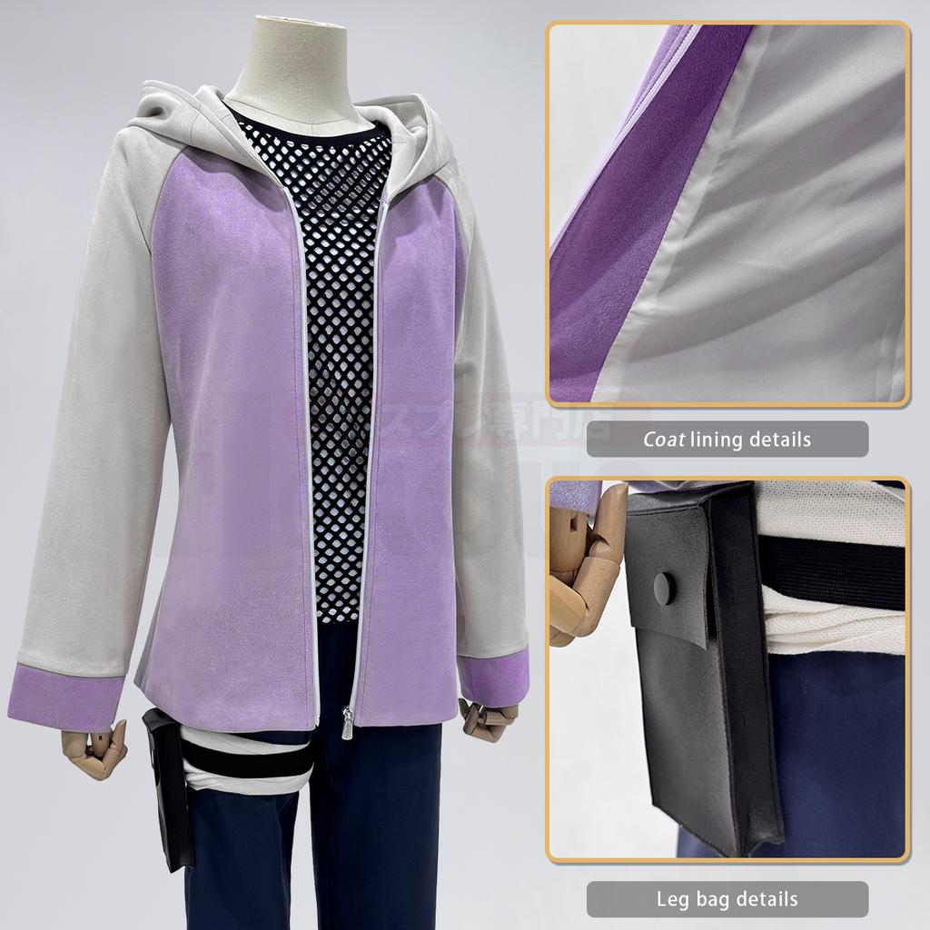 HOLOUN Anime Hyuga Hinata Cosplay Costume Wig Tracksuit Pants Fish Net Top Leg Pouch Cos Convention Daily Wear Gift
