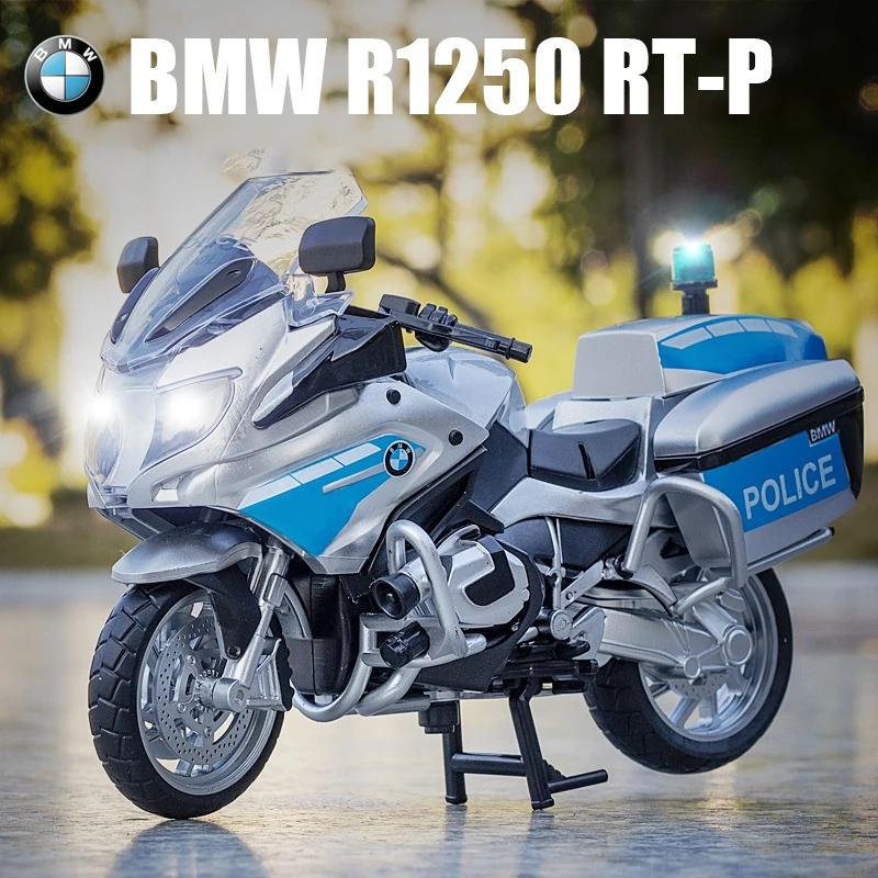 1/12 BMW R1250RT-P Police Simulation Alloy Motorcycle Model Shock Absorbers Sound and Light Collection Toy Car Kid Gift