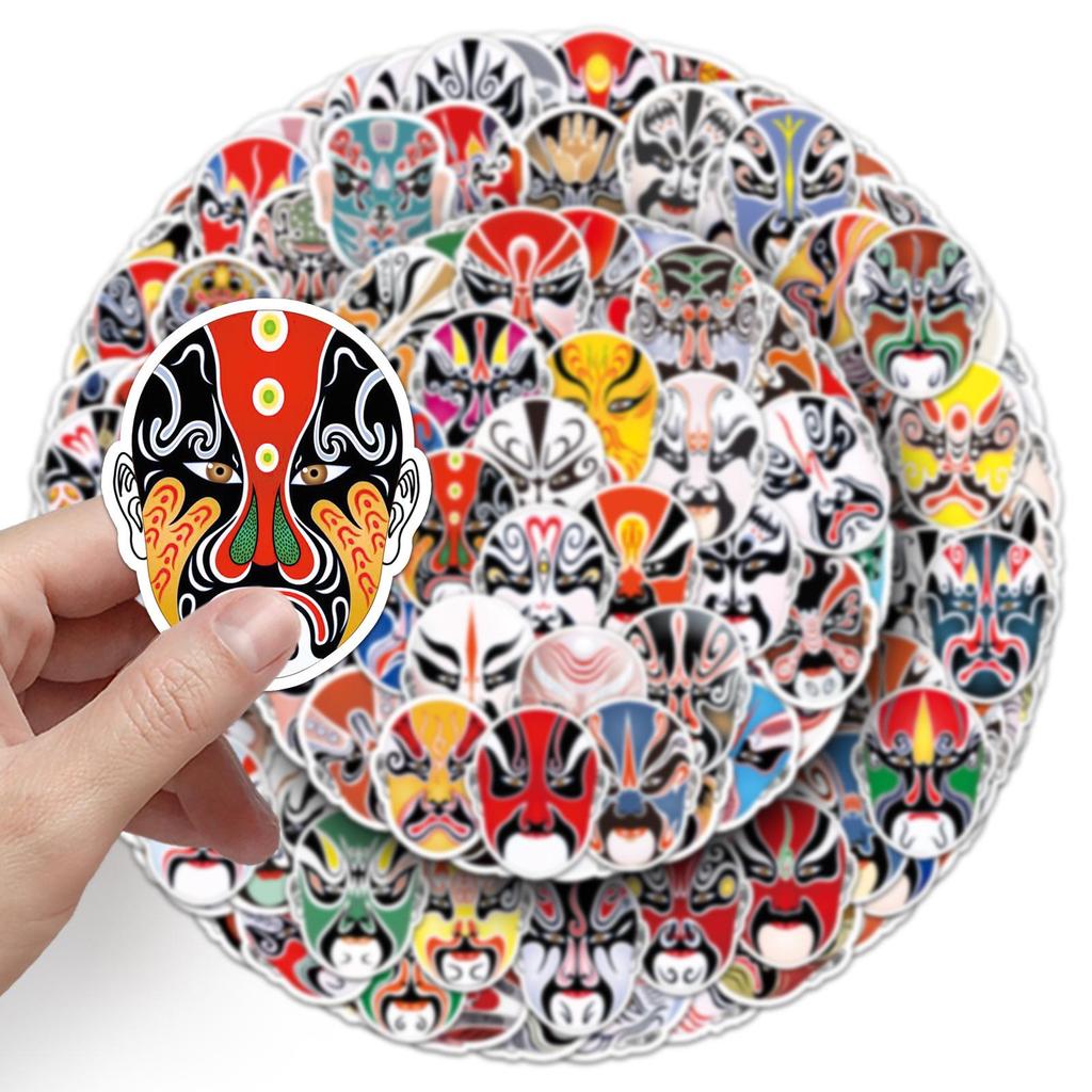 120 Peking Opera Face Painting Stickers - Creative Chinese Style, Waterproof Decorative Stickers for Computers and Phones.