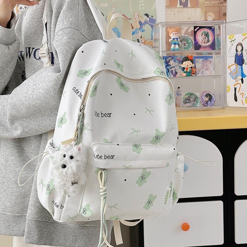 School bag female Korean version printing junior high school large capacity student backpack campus small fresh Mori simple backpack light