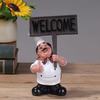 Fat Chef Resin Figurine Message Board Toothpick Holder Resin Chef Statue Sculpture Kitchen Counter Decor Ornament for Home Cafe Restaurant