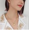 French Retro Titanium Steel 18K Gold-Plated Pendant Necklace with Imitation Pearl