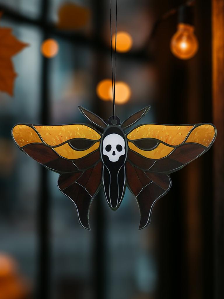 Acryl Halloween Schmetterling & Totenkopf Fensterhänger Sonnenfänger Gotische Motte Form Schlafzimmer Wohnzimmer Wanddeko Anhänger Geschenke