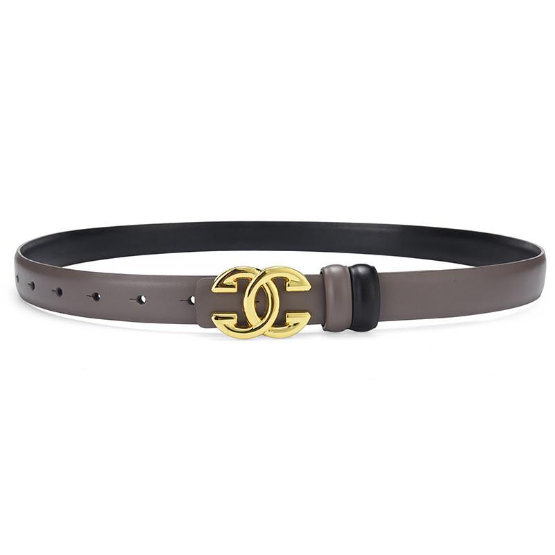 Ladies Leather Belt With Alphabet Alloy Buckle For Business Casual And Fashion Enhancing Style
