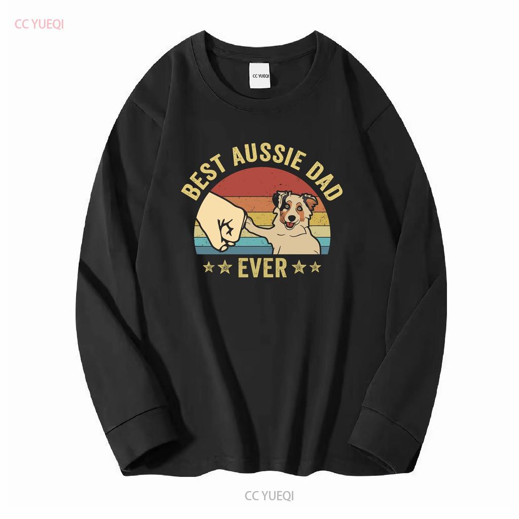Vatertag Australian Shepherd Papa T-Shirt Bester Aussie Überhaupt Herren s für Ihn Lang- oder Kurzarm Vintage Gewaschen Weich Freizeit