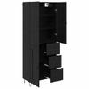 Highboard 2 pcs Black Oak Effect Engineered Wood and Glass