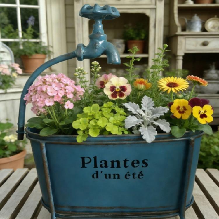 Green Ovals Planter With Decorative Spout High Leg Flower Stand Outdoor Planter For Garden Balcony