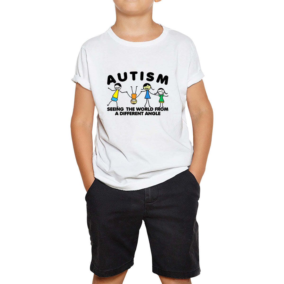 Autism Seeing The World From A Different Angle Autism Awareness Autism Support Autistic Pride Kids T Shirt 120