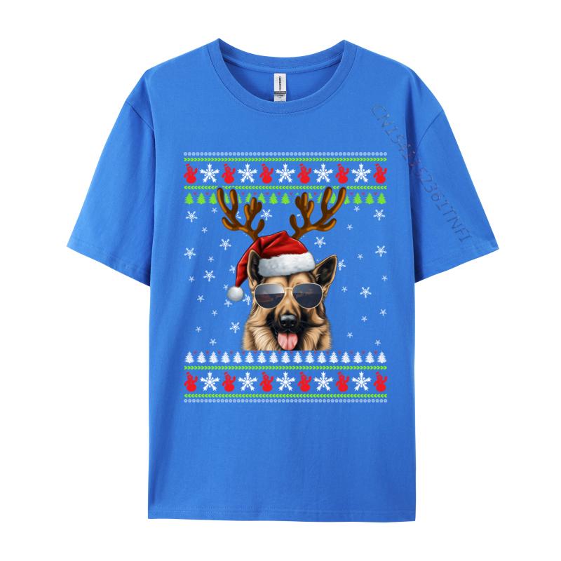 Gerunisex Shepherd Christmas Reindeer Ugly Sweater Xmas Tshirts Vintage T Shirts Faddish Adult Tops Tees