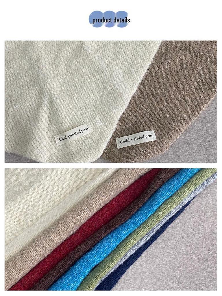 Unisex dziergany wełniany szalik dla dzieci - Ciepły, wiatroszczelny, z wzorem skrzyżowanego trójkąta na jesień i zimę