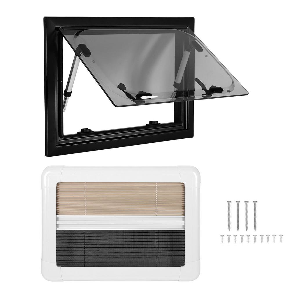20x14inch RV Push Out Window Double Layer External Push Vent Hatch With Sunshade Curtain for