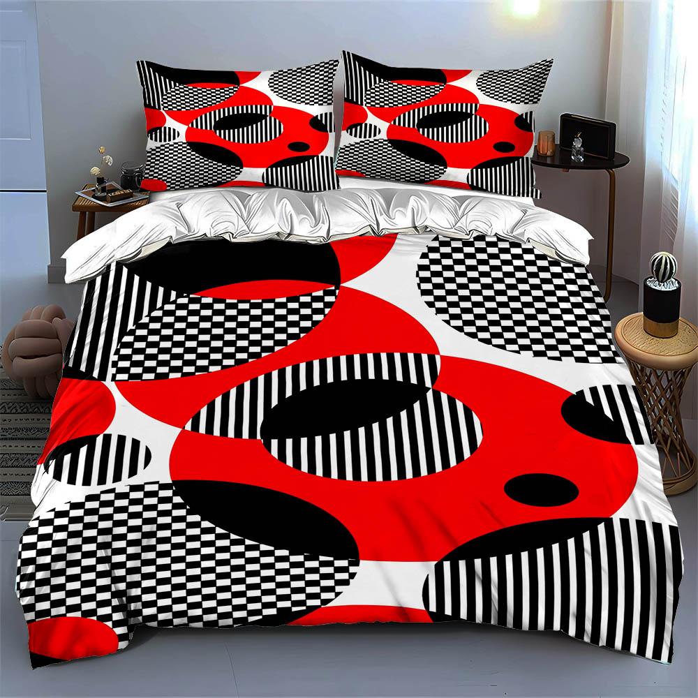 Geometric Contrasting Circles. Bedding Duvet Cover Sets Duvet Covers Pillowcases Gifts (1 * Duvet Cover 2 * Pillowcases, Without Duvet Insert)