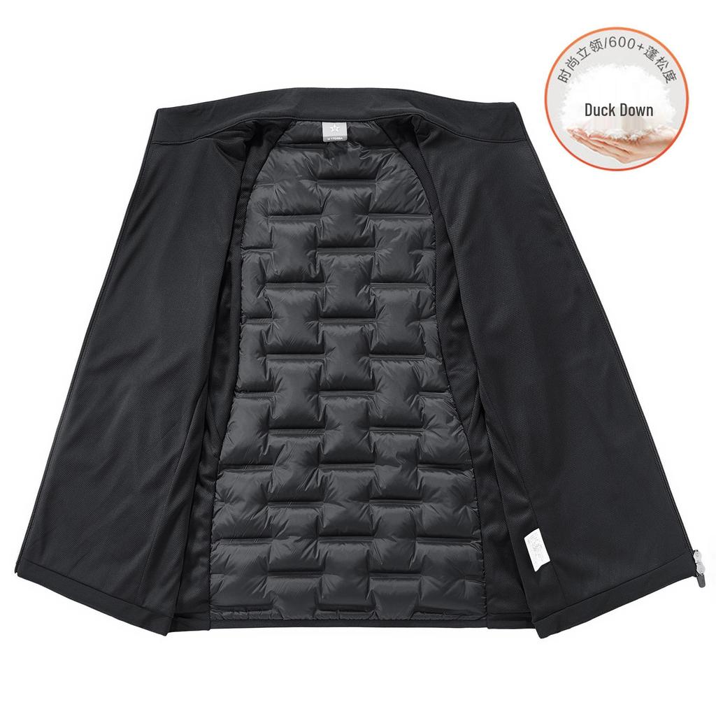 Men's Patchwork Duck Down Vest - Warm, Lightweight Stand Collar for Autumn/Winter