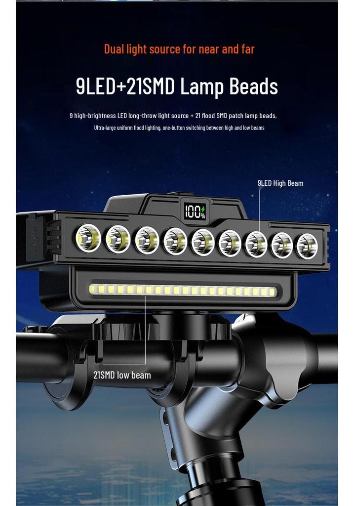 New Rechargeable High-Brightness Waterproof Bicycle Front Light with Horn for Night Riding