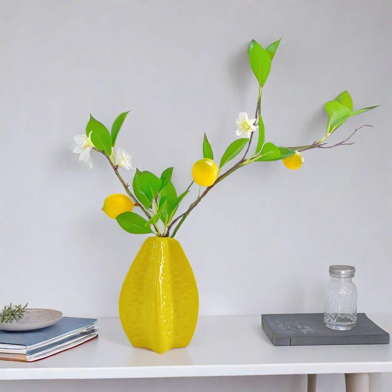 Nordic Style Lemon Ceramic Vase for Hydroponic Flowers - Decorative Ornament for Home or Desktop