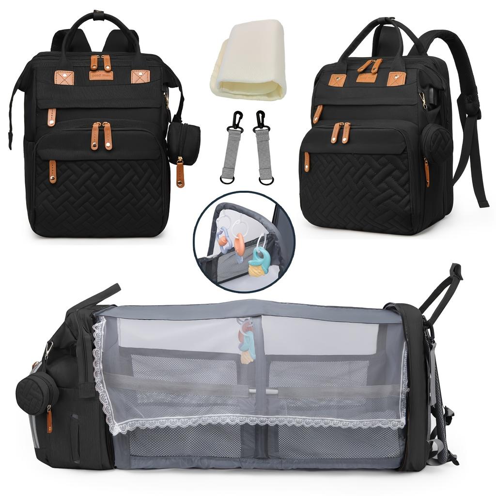 Large Capacity Mommy Bag Multifunctional Travel Diaper Backpack Portable Diaper Pad Stroller Straps Thermal Insulation
