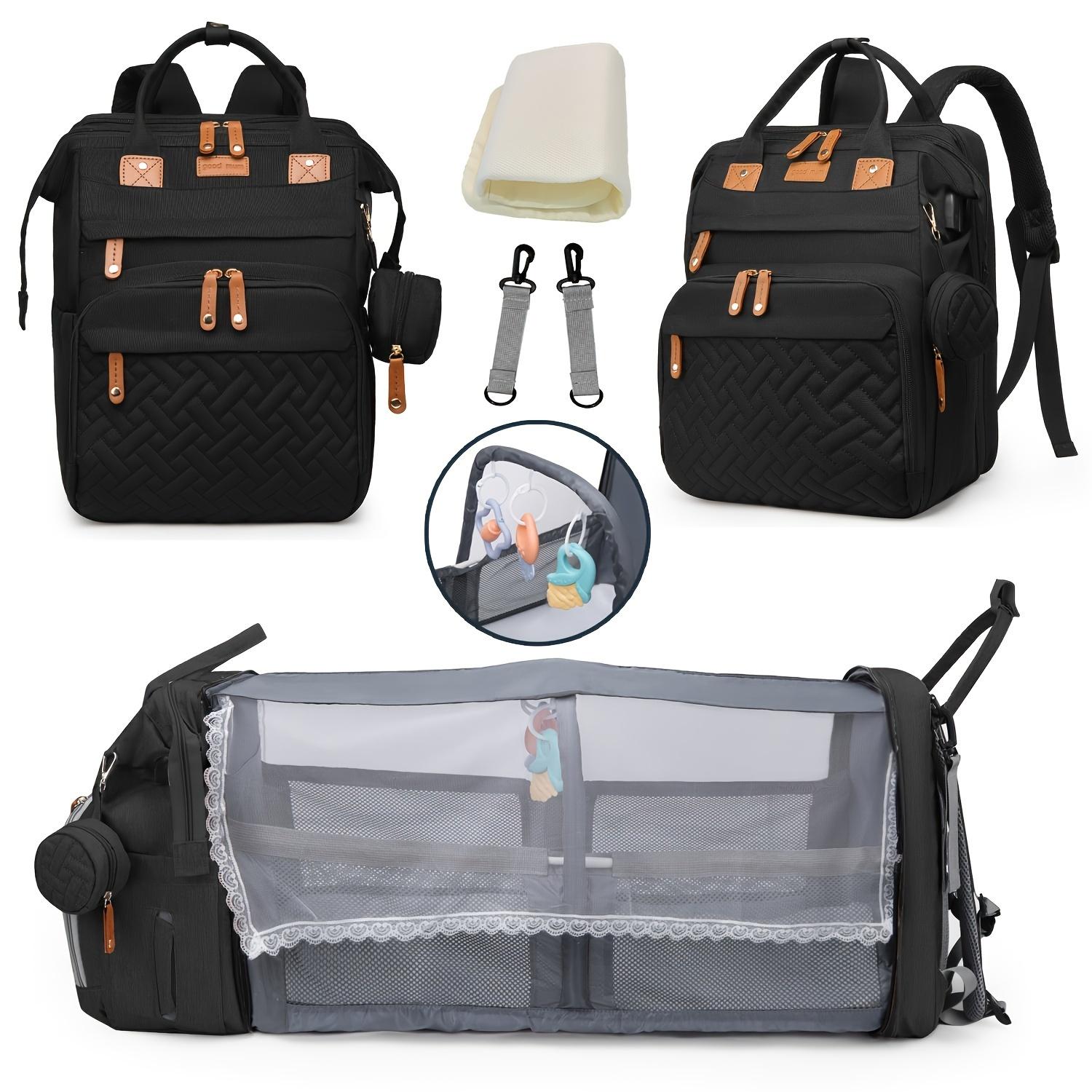 

Large Capacity Mommy Bag Multifunctional Travel Diaper Backpack Portable Diaper Pad Stroller Straps Thermal Insulation чёрный