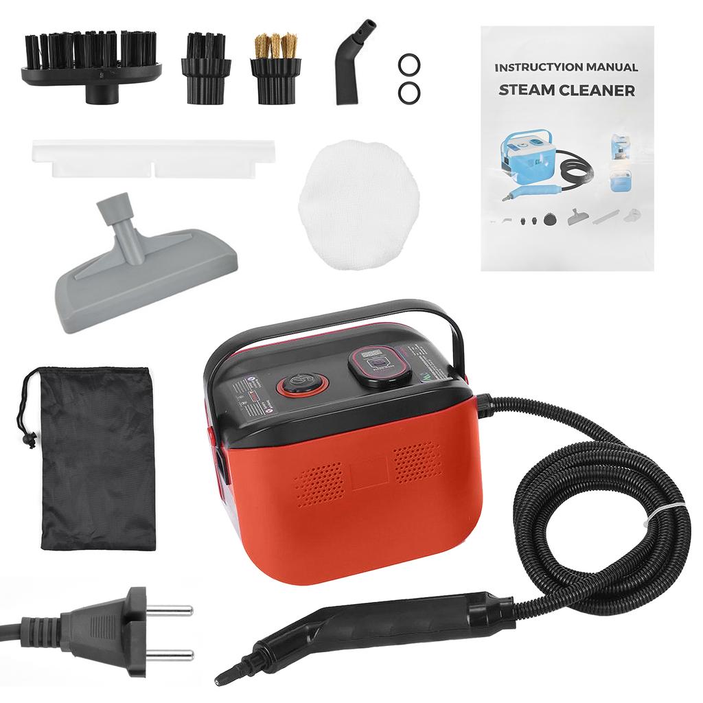 Portable Steam Cleaner 3 Temperature Adjustable Deep Cleaning Machine with 1200ml Water Tank 3 Brush Heads Window Scraper Cloth