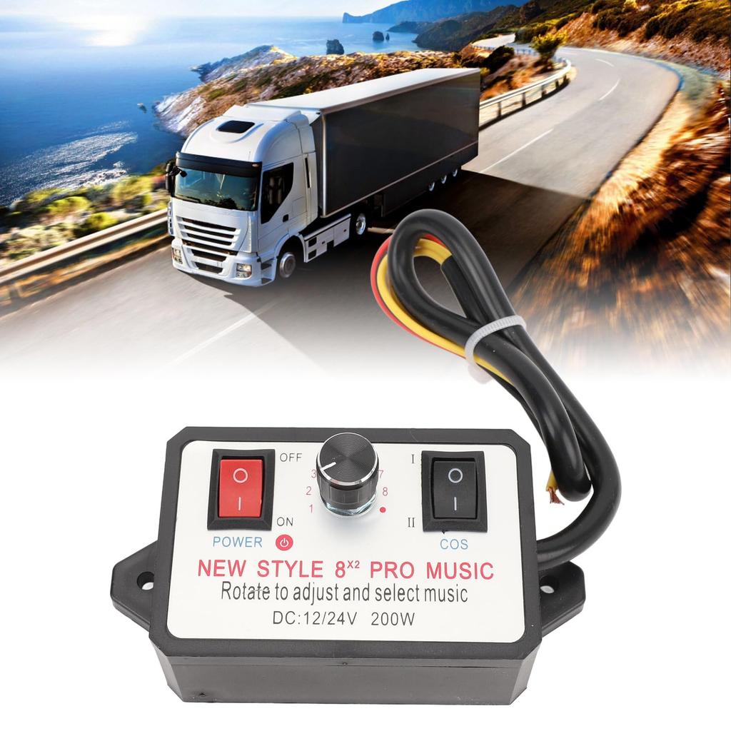 Car Horn Controller, 16 Sound Effects Adjustable Dual Tone Horn Controller Unit for Vehicle,