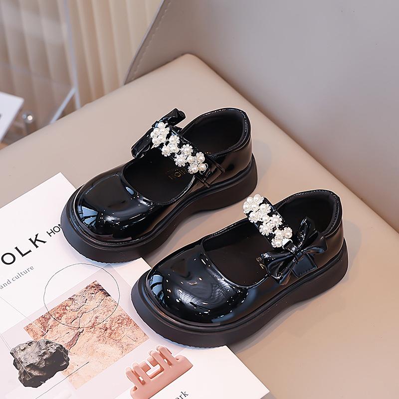 

Новая осенняя мода Универсальный британский стиль Девочки Мягкая подошва Удобная кожаная обувь 33 чёрный