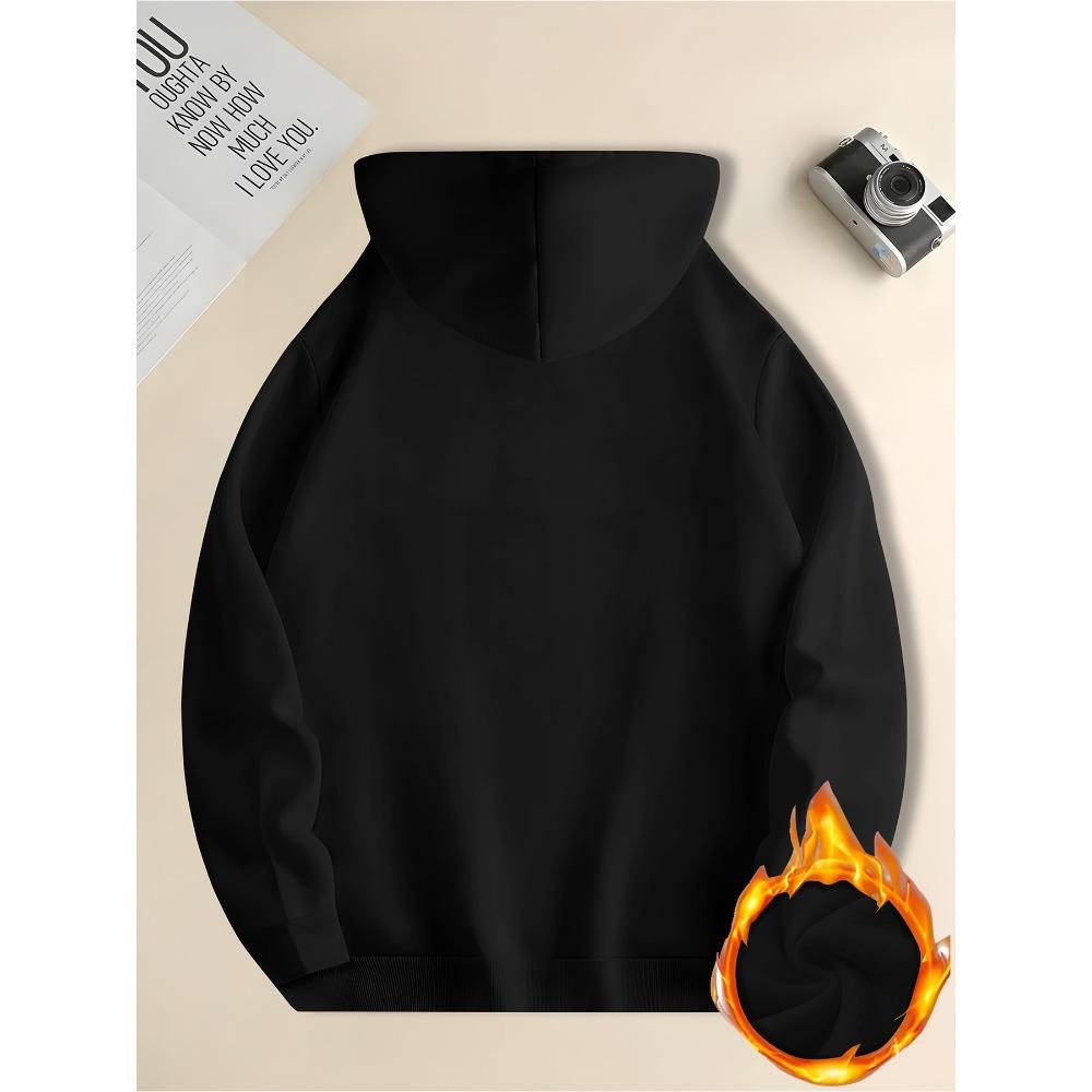 Men's Hooded Sweatshirt with Loose Winter Warmth, Kangaroo Pocket, Long Sleeved Casual Sportswear, Suitable for Cold Weather