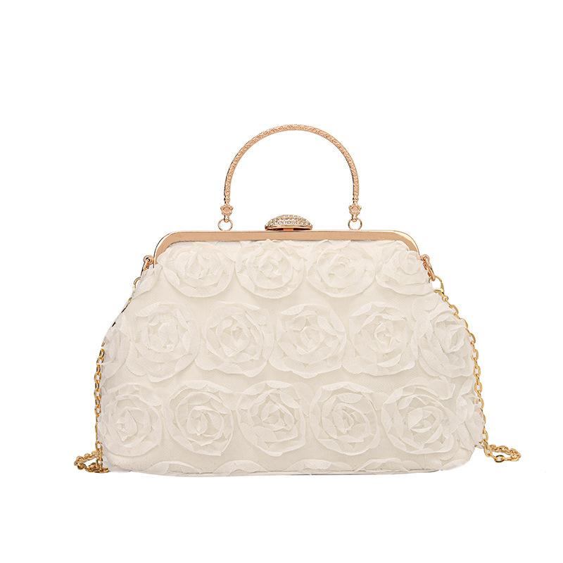 

Luxury Satin Floral Bride Party Evening Clutch Bag Women Wedding Purses and Handbags Small Shoulder Chain Bag Designer Bag