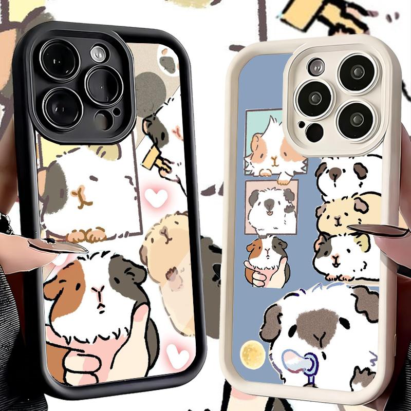 Phone Case for iPhone 17 Air 16E 15 16 Pro Max Cartoon Cute Hamster Cover 14 Plus 13 12 Mini Soft Shell Silicone Fundas