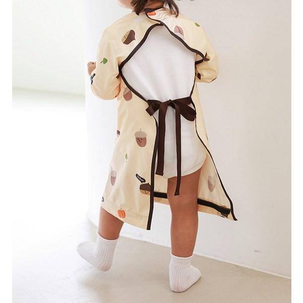 BAYB Infant Self-Directed Baby Food Waterproof Long Zipper Bib Long Sleeve, Yellow Acorn, 1 Piece, 1 Piece