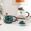 With Lid and Spoon Santa Claus Water Cup Ceramic Christmas Ceramic Cup Creative   New Year