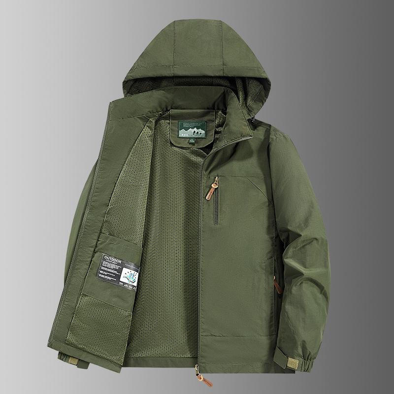 

Hooded Jacket Jacket Men S Outdoor Waterproof Trench Coat Spring And Autumn New Trendy Brand Tooling Locomotive Clothing 8817 5XL армія зелений колір