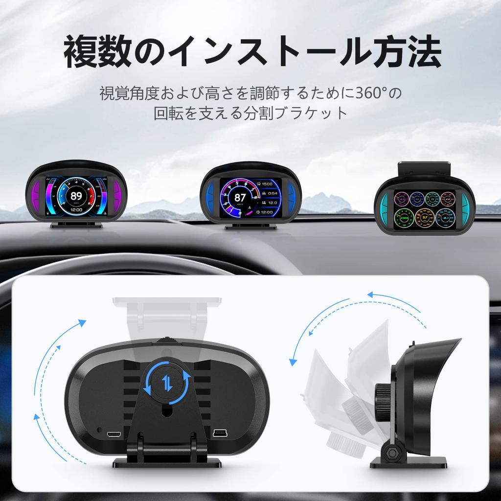 ChoiQua Car OBD2 Meter, Speedometer, Tachometer, GPS+OBD+Inclinometer Mode Multimeter with Fault Diagnosis and Warning Function