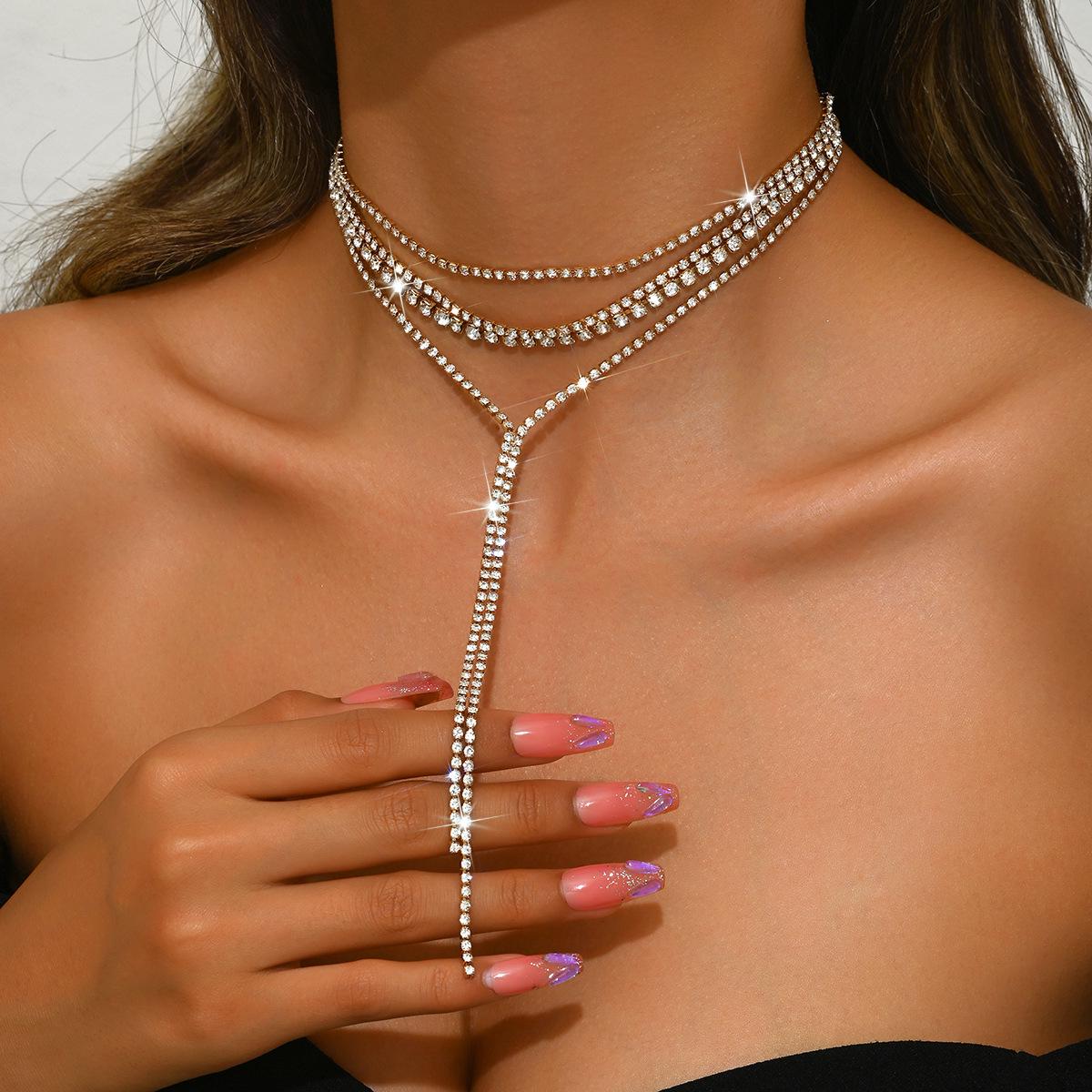 

Європейсько-американське багатошарове намисто-ланцюжок для тіла зі стразами - Сексуальні пляжні прикраси