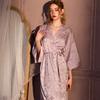 nightgown women's summer ice silk thin satin jacquard long retro sexy high-end spring and autumn bathrobe robe