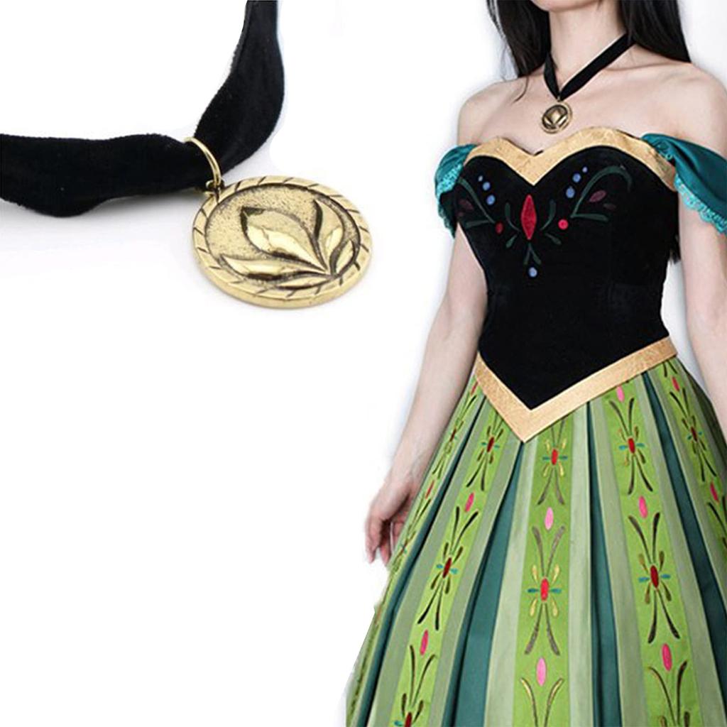 [XSLSLCOS] Frozen Elsa Costume Dress, Halloween Costume, Disney Frozen Costume with Necklace, Adult Size