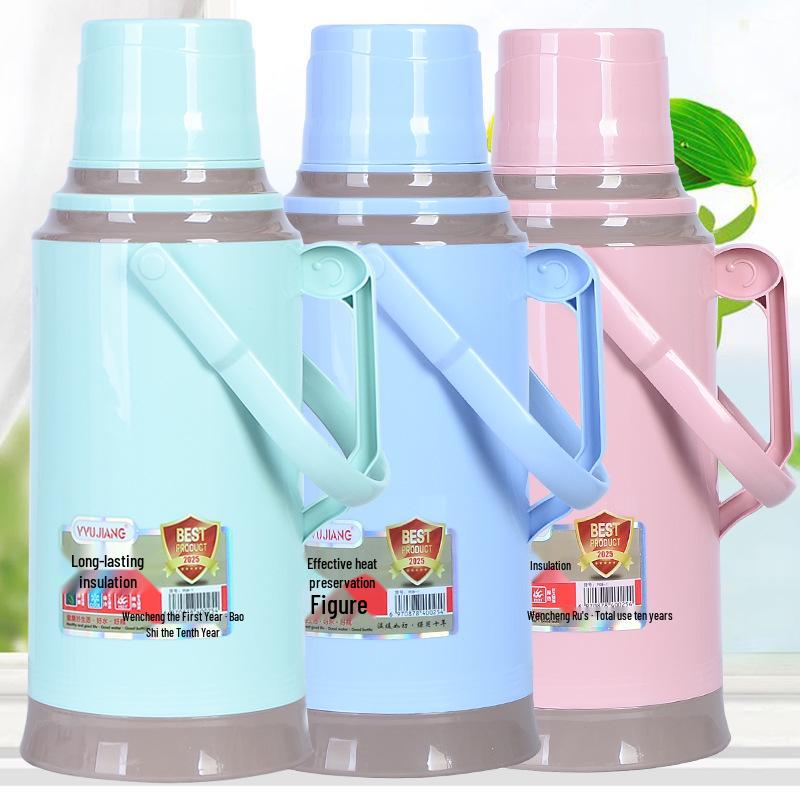 Leather-Covered Glass Liner Thermos Bottle for Dorms - Keeps Water Hot