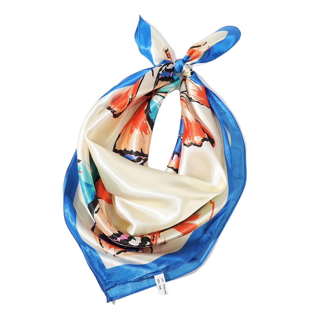 Trendy Silk Scarf with Butterfly Pattern Comfortable Neck Scarf Fashion Headwear for Daily Use Women Fashion Accessories
