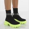 Plus Size Women's Flyknit Sock Boots: Autumn Martin Style, Breathable Candy Colors, Platform Thick Sole, Short Boots