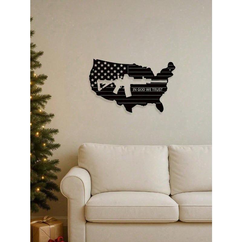 Vintage Rustic American Flag Metal Wall Art Tin Sign for Patriotic Decor Man Cave Military Gift