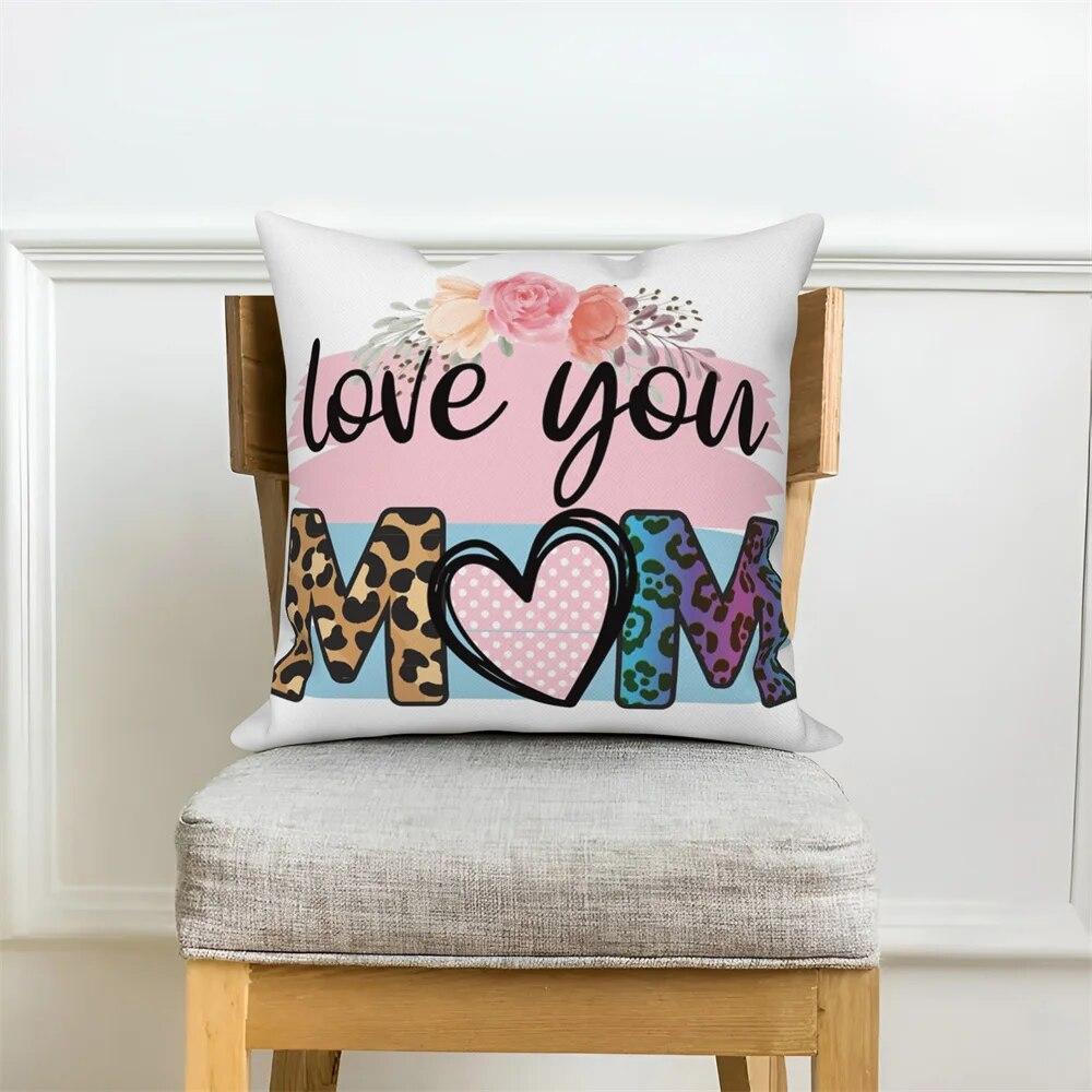 Flower Alphabet Pillowcase Cushion Cover Mother's Day  Car Sofa Home Decor Mom Gift