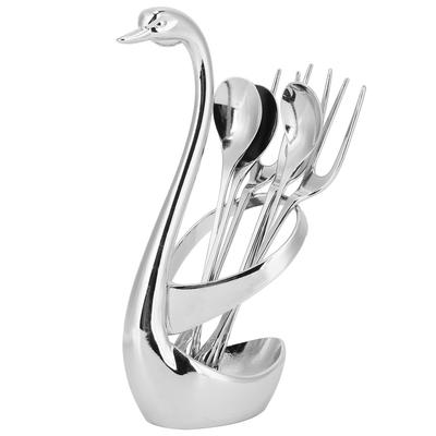 7 Parça/Set Zamak Yemek Takımı Kuğu Tutacaklı Sofra Takımı 3 Kaşık 3 Çatal ile Ev Dekorasyonu