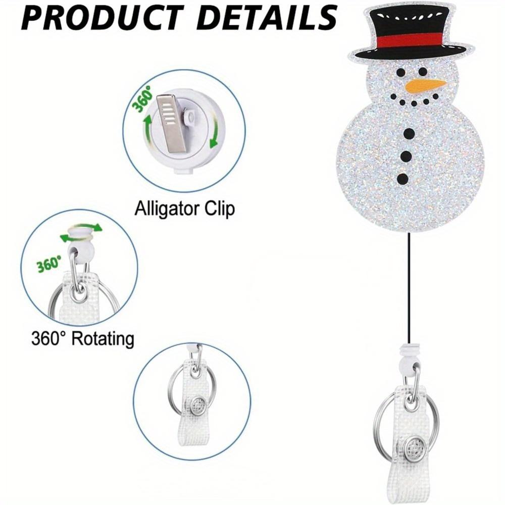 3 Christmas Badge Reels: reindeer, snowman & tree designs. Nurse ID card clips.