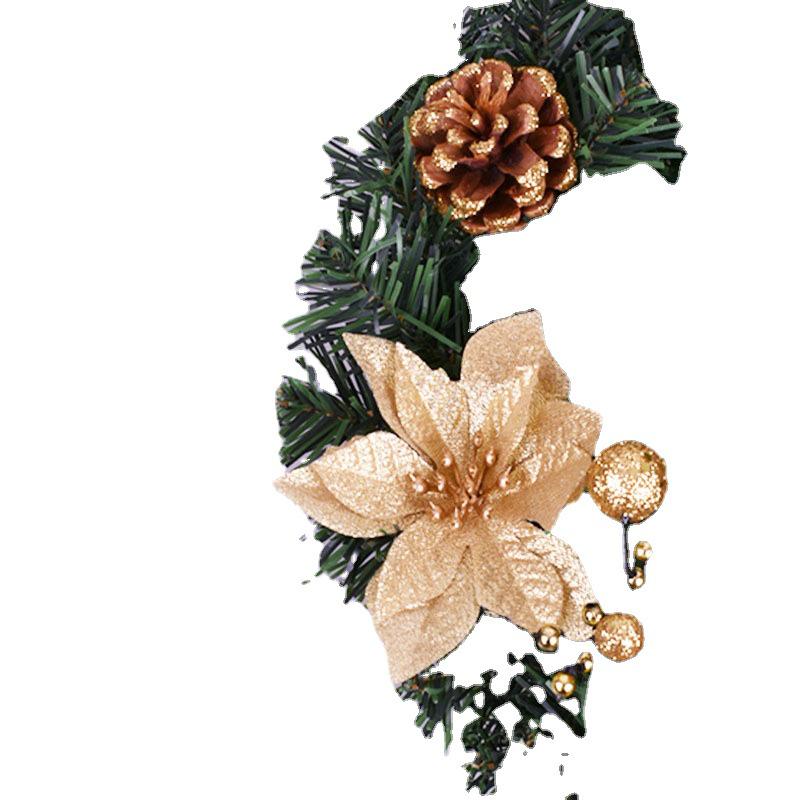 30cm Vánoční věnec s červenými bobulemi a šiškami - Závěsná dekorace na dveře z ratanového kruhu