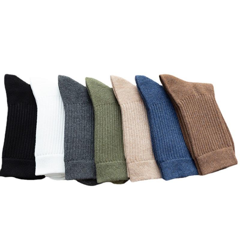 Socks Men'S Medium Tube Socks Spring And Autumn Men'S Socks Solid Color Cotton Socks Men'S Classic Sports And Leisure Business Socks Stockings