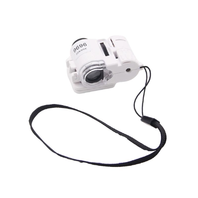 Wszechstronne LED Szkło Powiększające Przenośny Mini Mikroskop z Powiększeniem 20X/60X do Identyfikacji Biżuterii, Monet i Banknotów